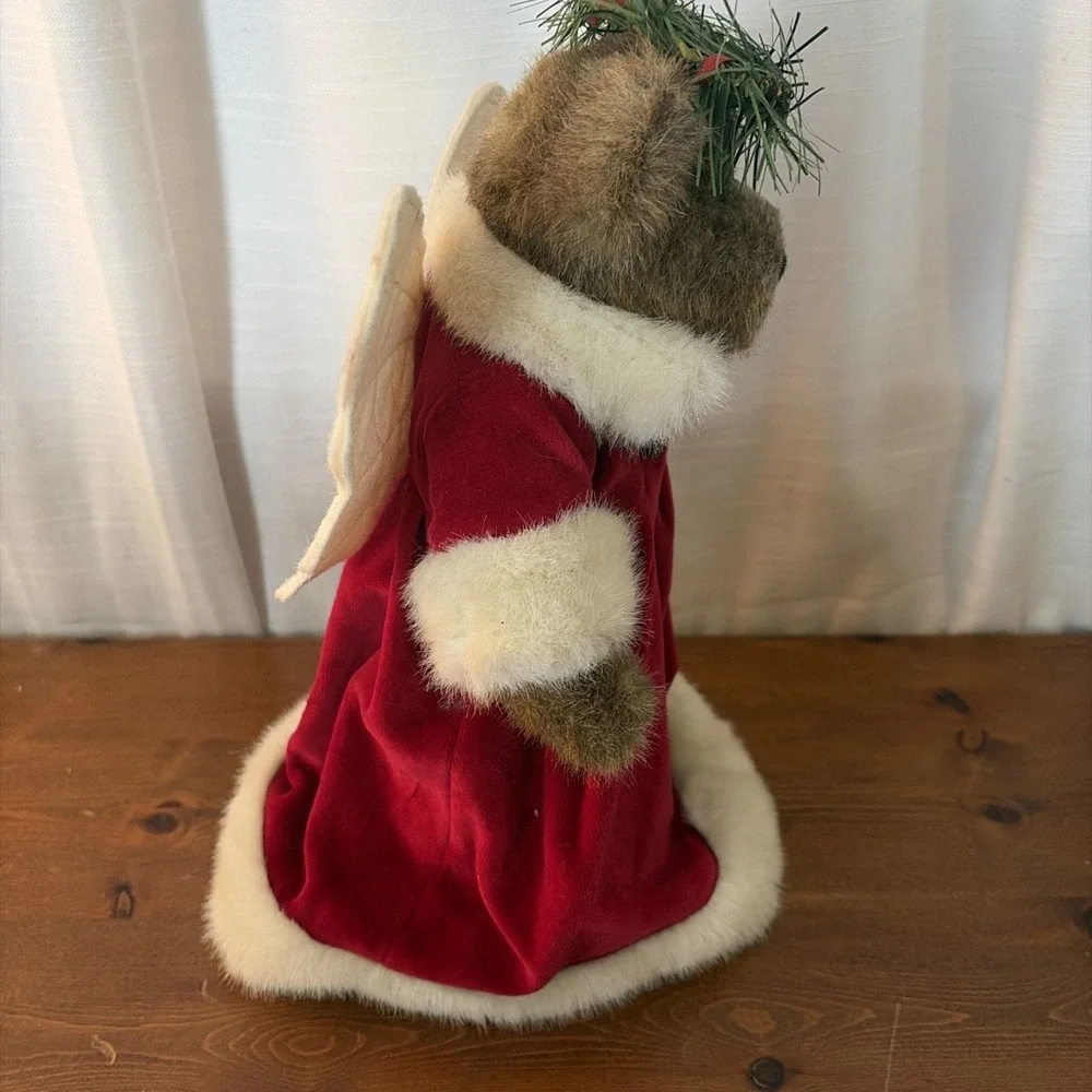 VTG BOYDS BEAR HOLLY BEARY‎ ANGEL CHRISTMAS TREE TOPPER-HOLIDAY-RUSTIC-COUNTRY